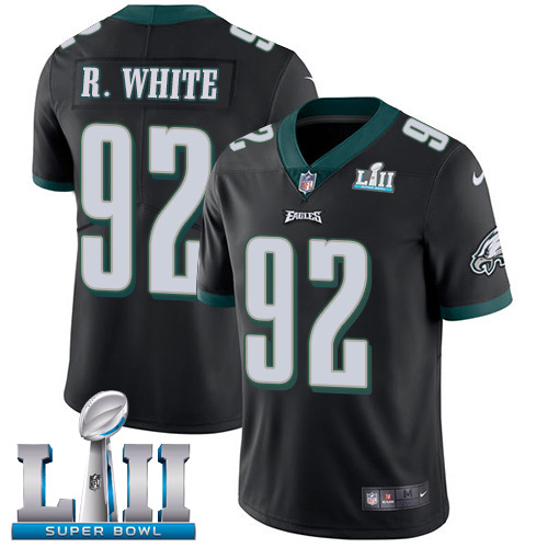 Philadelphia Eagles #92 Reggie White Black Alternate Super Bowl LII Men's Stitched Vapor Untouchable Limited Jersey Men's