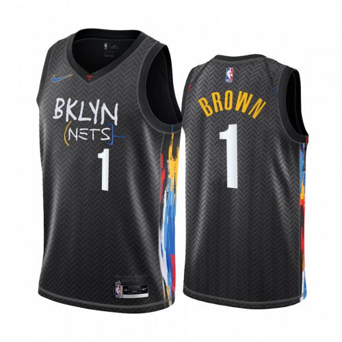 Brooklyn Nets #1 Bruce Brown Black Youth Swingman 2020-21 City Edition Jersey Youth