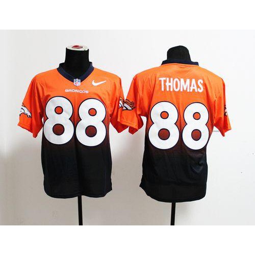 Denver Broncos #88 Demaryius Thomas Orange/Navy Blue Men's Stitched Elite Fadeaway Fashion Jersey Men's