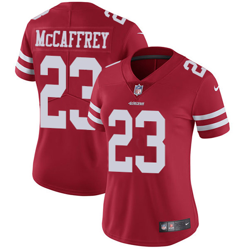 49ers #23 Christian McCaffrey Red Team Color Women's Stitched Vapor Untouchable Limited Jersey
