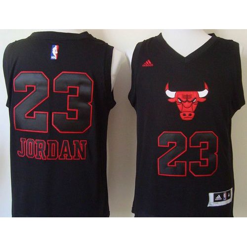 Chicago Bulls #23 Michael Jordan Black New Fashion Stitched Jersey Mens