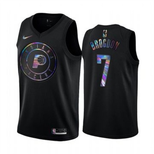 Indiana Pacers #7 Malcolm Brogdon Mens Iridescent Holographic Collection Jersey - Black Mens