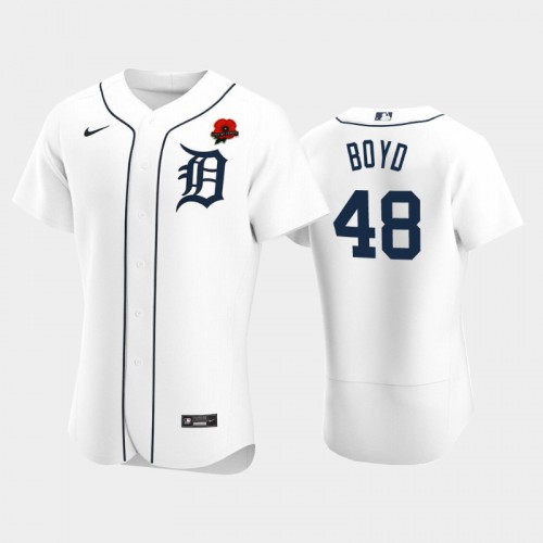 Detroit Detroit Tigers #48 Matthew Boyd Men's Authentic 2021 Memorial Day Jersey - White Men's