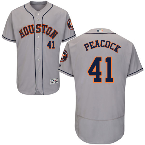 Houston Astros #41 Brad Peacock Grey Flexbase Authentic Collection Stitched Jersey Men's