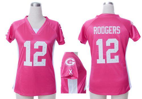 Packers #12 Aaron Rodgers Pink Draft Him Name & Number Top Women's Stitched Elite Jersey