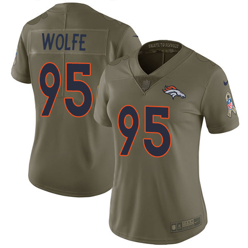 Denver Broncos #95 Derek Wolfe Olive Women's Stitched Limited 2017 Salute to Service Jersey Womens