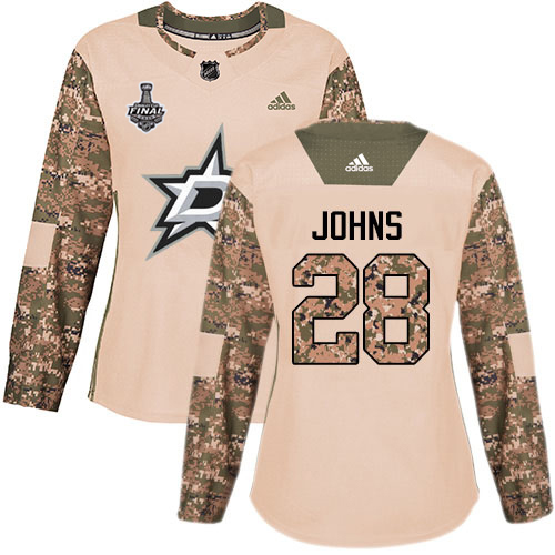 Adidas Dallas Stars #28 Stephen Johns Camo Authentic 2017 Veterans Day Women's 2020 Stanley Cup Final Stitched Jersey Womens