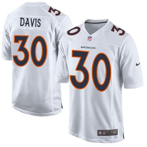 Denver Broncos #30 Terrell Davis White Men's Stitched Game Event Jersey Men's