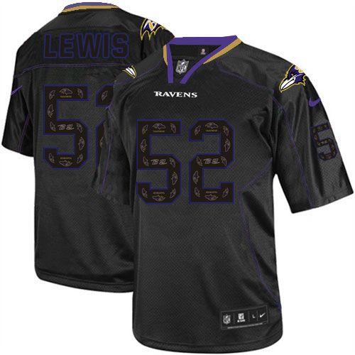 Ravens #52 Ray Lewis New Lights Out Black Men's Stitched Elite Jersey