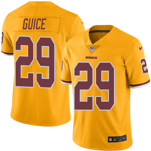 Washington Commanders #29 Derrius Guice Gold Men's Stitched Limited Rush Jersey Men's