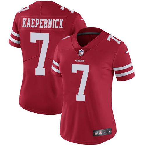 San Francisco 49ers #7 Colin Kaepernick Red Team Color Women's Stitched Vapor Untouchable Limited Jersey Womens