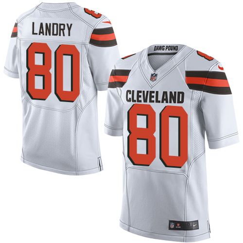 Browns #80 Jarvis Landry White Men's Stitched Elite Jersey