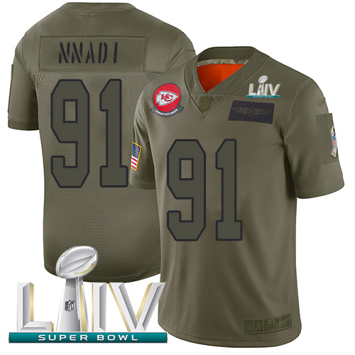 Kansas City Chiefs #91 Derrick Nnadi Camo Super Bowl LIV 2020 Men's Stitched Limited 2019 Salute To Service Jersey Men's