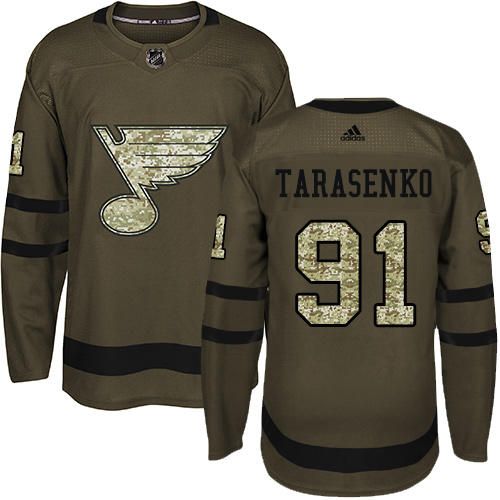 Adidas St. Louis Blues #91 Vladimir Tarasenko Green Salute to Service Stitched Youth Jersey Youth