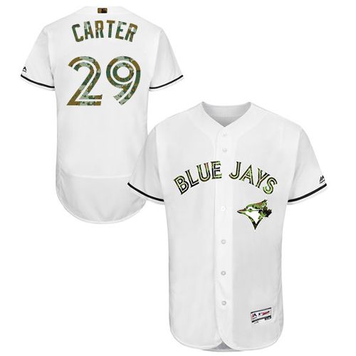 Toronto Blue Jays #29 Joe Carter White Flexbase Authentic Collection Memorial Day Stitched Jersey Men's