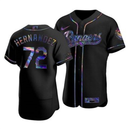 Texas Texas Rangers #72 Jonathan Hernandez Men's Iridescent Holographic Collection Jersey - Black Men's