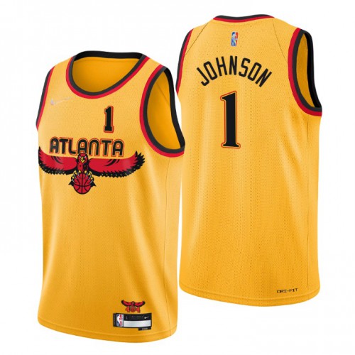 Atlanta Atlanta Hawks #1 Jalen Johnson Mens Gold 2021/22 Swingman Jersey - City Edition Mens