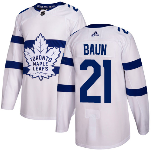 Adidas Maple Toronto Maple Leafs #21 Bobby Baun White Authentic 2018 Stadium Series Stitched Jersey Men's