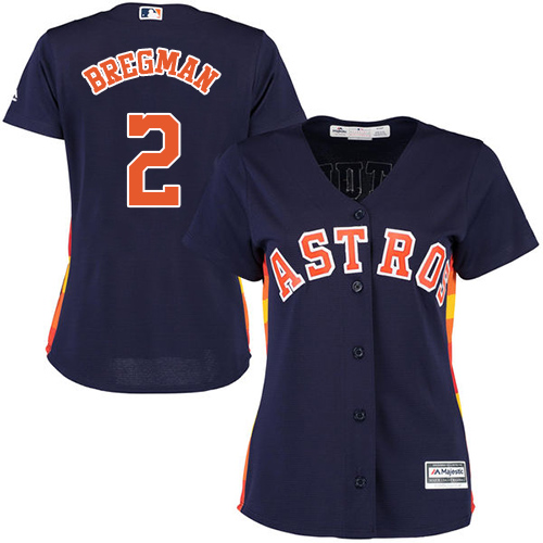 Houston Astros #2 Alex Bregman Navy Blue Alternate Women's Stitched Jersey Womens