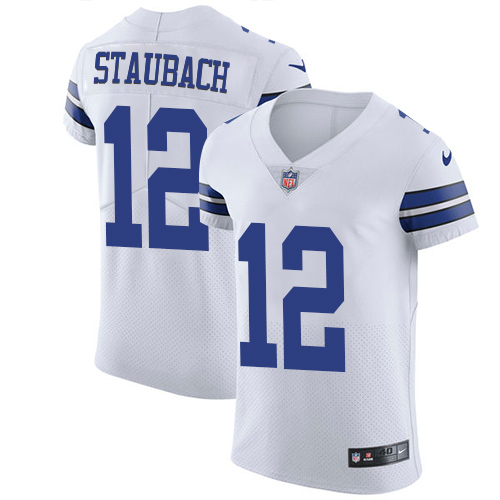 Cowboys #12 Roger Staubach White Men's Stitched Vapor Untouchable Elite Jersey