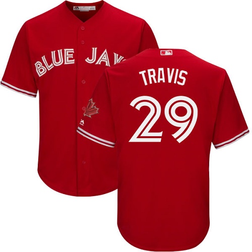 Toronto Blue Jays #29 Devon Travis Red Cool Base Canada Day Stitched Youth Jersey Youth
