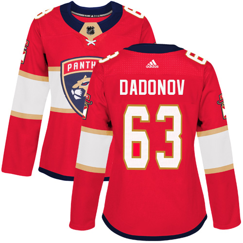 Adidas Florida Panthers #63 Evgenii Dadonov Red Home Authentic Women's Stitched Jersey Womens