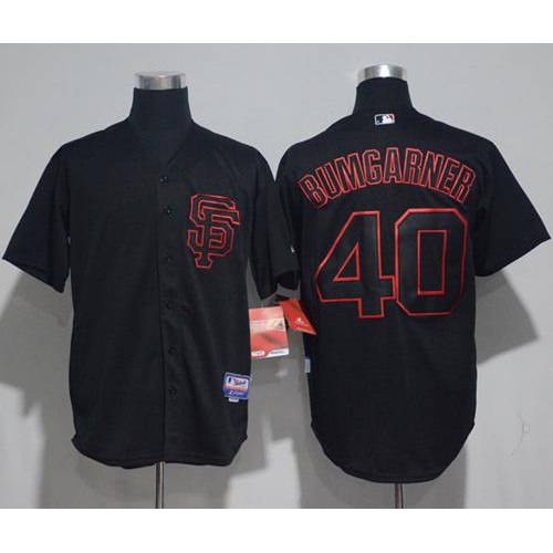 San Francisco Giants #40 Madison Bumgarner Black Strip Stitched Jersey Men's