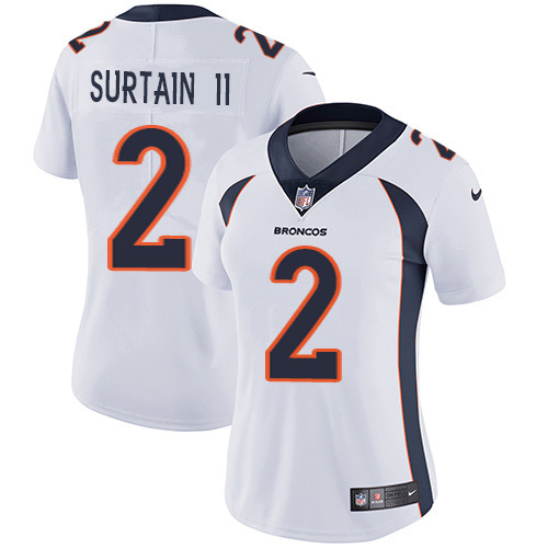 Broncos #2 Patrick Surtain II White Women's Stitched Vapor Untouchable Limited Jersey