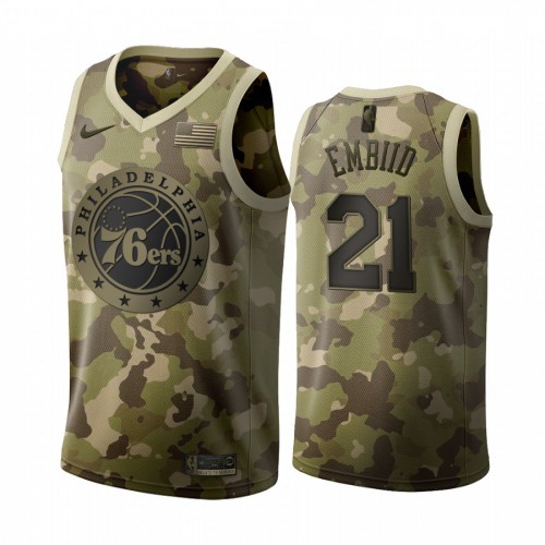 Philadelphia 76ers #21 Joel Embiid 2019 Salute to Service Desert Camo Jersey Mens