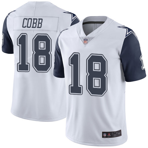 Dallas Cowboys #18 Randall Cobb White Youth Stitched Limited Rush Jersey Youth