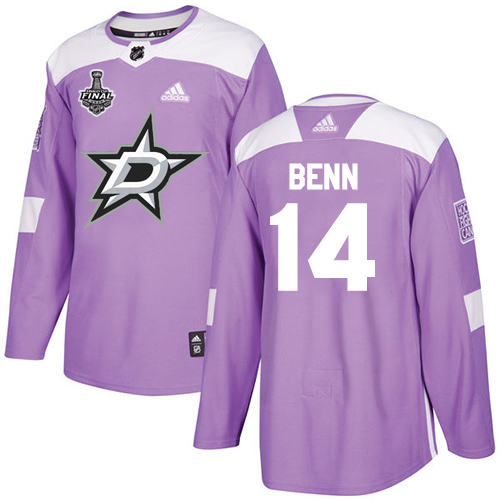 Adidas Dallas Stars #14 Jamie Benn Purple Authentic Fights Cancer 2020 Stanley Cup Final Stitched Jersey Men's