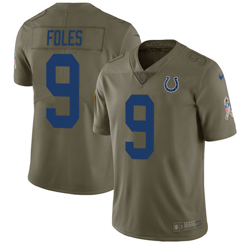 Colts #9 Nick Foles Olive Men's Stitched Limited 2017 Salute To Service Jersey