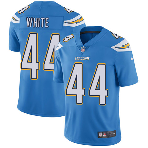 Los Angeles Chargers #44 Kyzir White Electric Blue Alternate Men's Stitched Vapor Untouchable Limited Jersey Men's