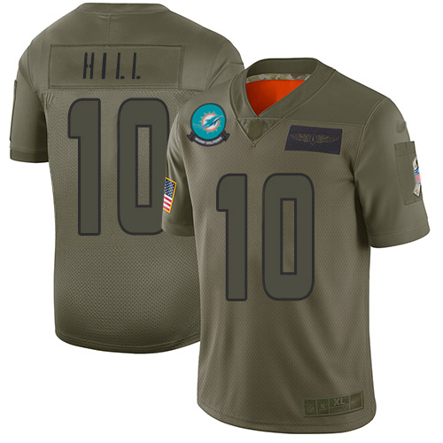 Dolphins #10 Tyreek Hill Camo Men's Stitched Limited 2019 Salute To Service Jersey