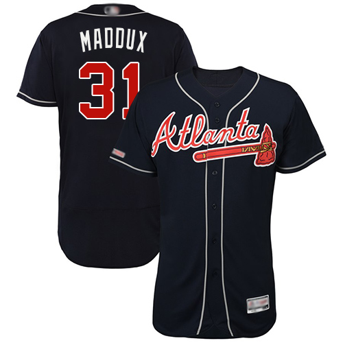 Atlanta Braves #31 Greg Maddux Navy Blue Flexbase Authentic Collection Stitched Jersey Men's