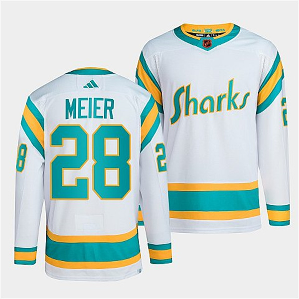 San Jose Sharks #28 Timo Meier Men's Adidas Reverse Retro 2.0 Authentic Player Jersey - White