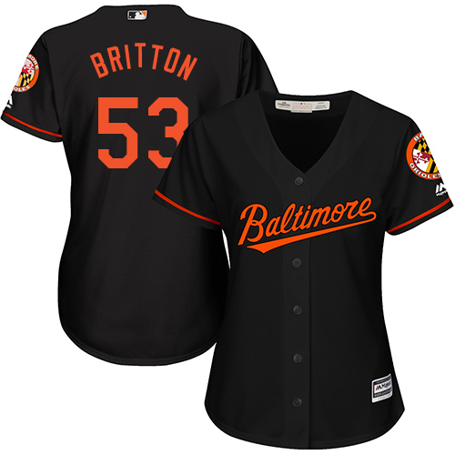 Baltimore Orioles #53 Zach Britton Black Alternate Women's Stitched Jersey Womens