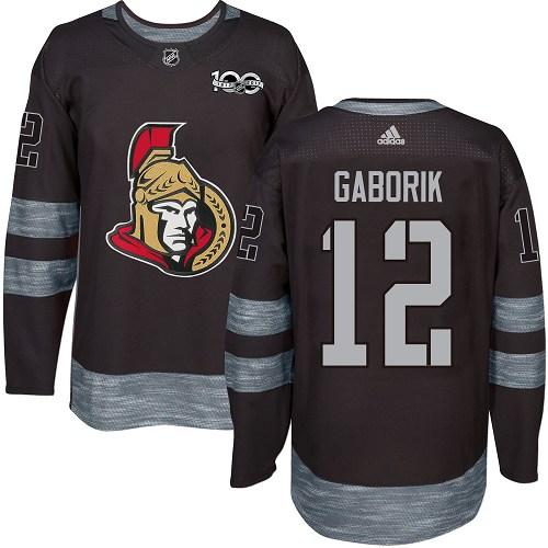 Adidas Ottawa Senators #12 Marian Gaborik Black 1917-2017 100th Anniversary Stitched Jersey Men's