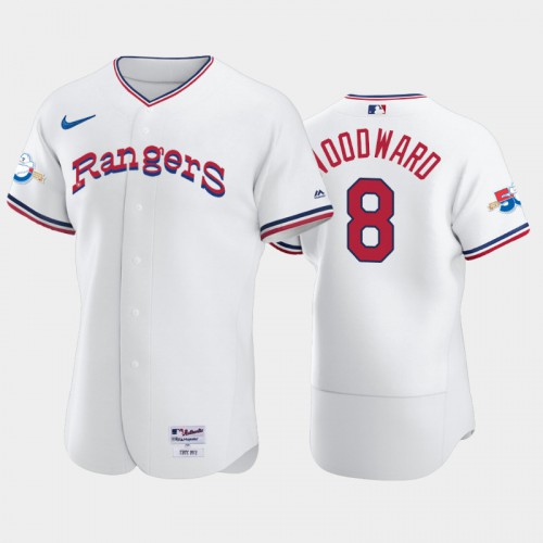 Texas Texas Rangers #8 Chris Woodward 1972 Throwback 50th Anniversary Authentic Men's Jersey - White Men's