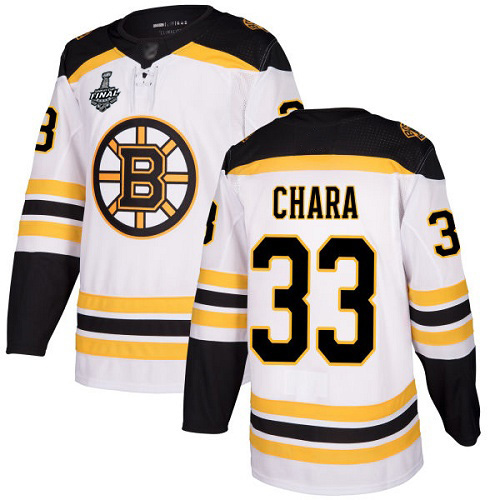 Adidas Boston Bruins #33 Zdeno Chara White Road Authentic Stanley Cup Final Bound Stitched Jersey Men's