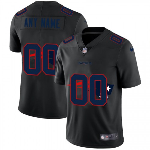 New England Patriots Custom Men's Team Logo Dual Overlap Limited Jersey Black