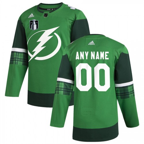 Tampa Bay Lightning Men's Adidas 2022 Stanley Cup Final Patch St. Patrick's Day Custom Stitched Jersey Green