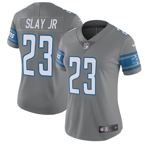 Detroit Lions #23 Darius Slay Jr Gray Women's Stitched Limited Rush Jersey Womens