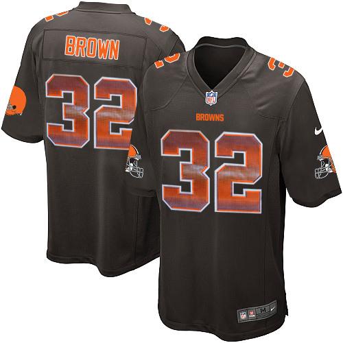 Browns #32 Jim Brown Brown Team Color Men's Stitched Limited Strobe Jersey
