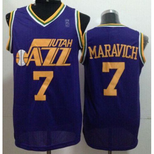 Utah Jazz #7 Pete Maravich Purple Throwback Stitched Jersey Mens