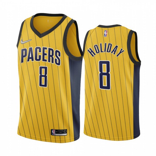 Indiana Indiana Pacers #8 Justin Holiday Gold Youth Swingman 2020-21 Earned Edition Jersey Youth