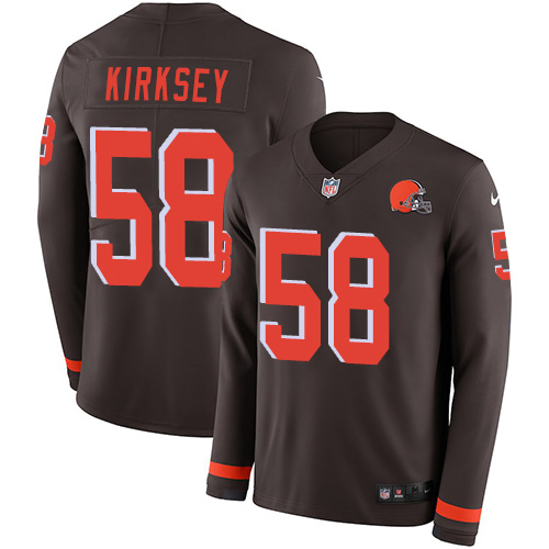 Cleveland Browns #58 Christian Kirksey Brown Team Color Men's Stitched Limited Therma Long Sleeve Jersey Men's