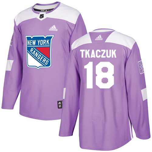 Adidas New York Rangers #18 Walt Tkaczuk Purple Authentic Fights Cancer Stitched Jersey Men's
