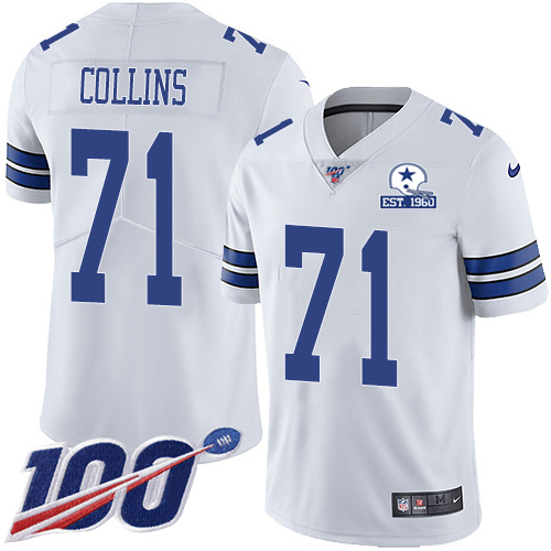Dallas Cowboys #71 La'el Collins White Men's Stitched With Established In 1960 Patch 100th Season Vapor Untouchable Limited Jersey Men's