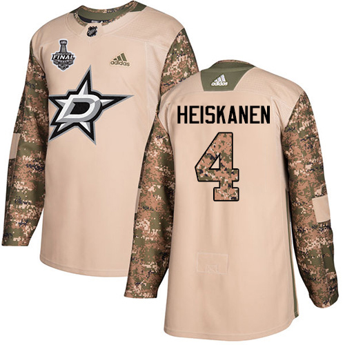 Adidas Dallas Stars #4 Miro Heiskanen Camo Authentic 2017 Veterans Day 2020 Stanley Cup Final Stitched Jersey Men's